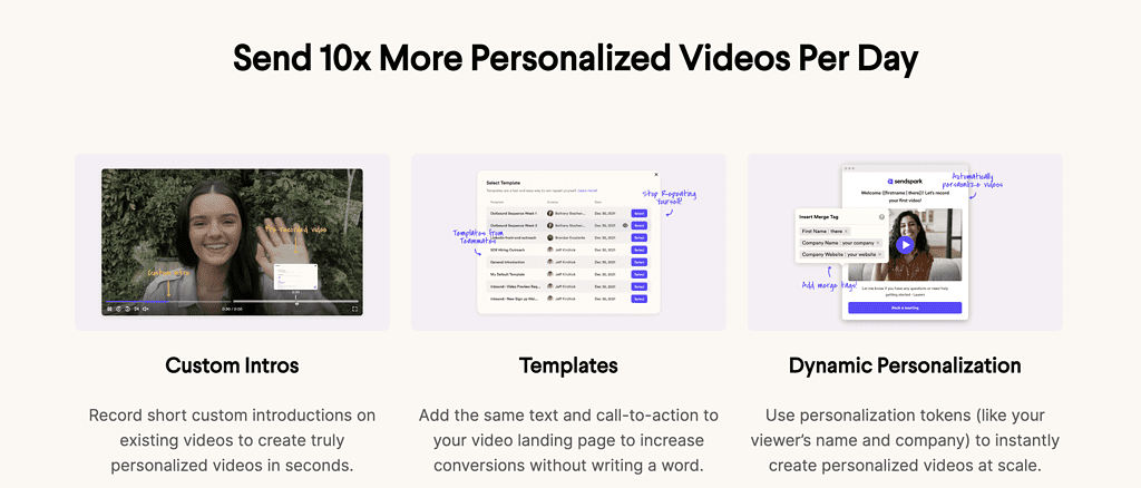 Sendspark personalized video for email 